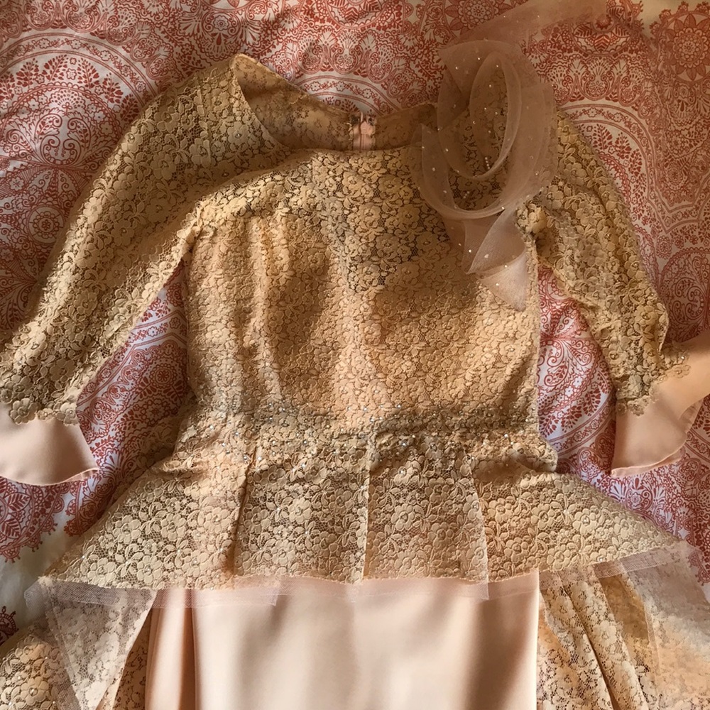 Couture Lace Peplum Evening Gown